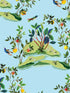 Citrus Hummingbird wallpaper in sky blue color - pattern number DBW9003 - by Wallquest in the West Boulevard by Daisy Bennett collection