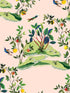 Citrus Hummingbird fabric in blush color - pattern number DBW9004 - by Wallquest in the West Boulevard by Daisy Bennett collection