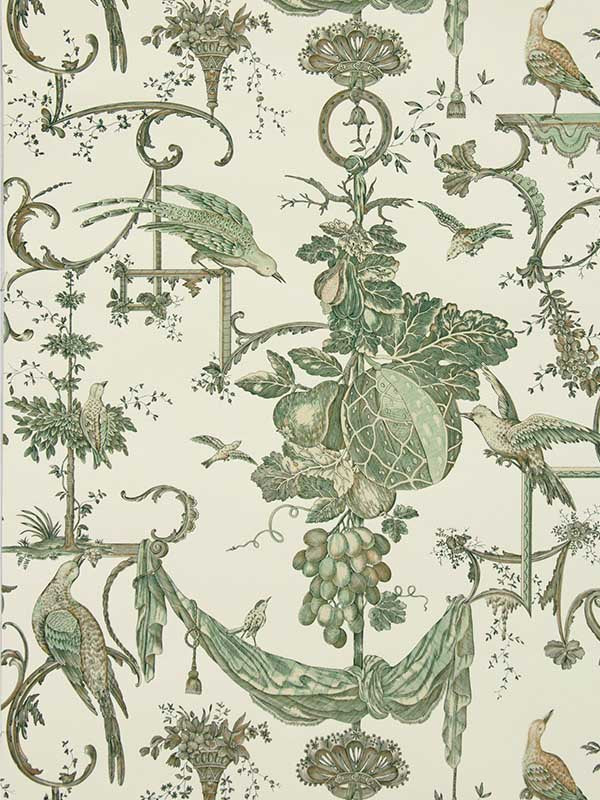 Kininvie wallpaper in leaf on white color - pattern number BR-69365.432.0 - by Brunschwig and Fils in the  collection