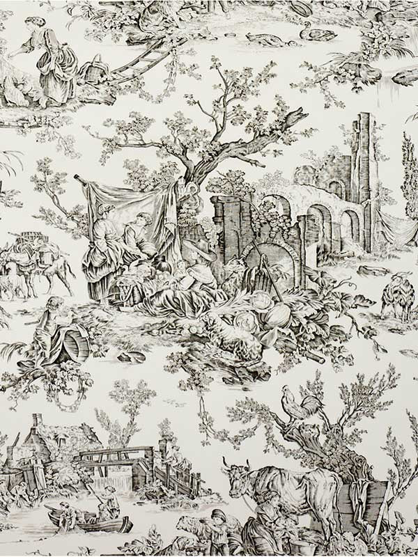 Le Hameau wallpaper in charcoal color - pattern number P8013130.21.0 - by Brunschwig and Fils in the  collection