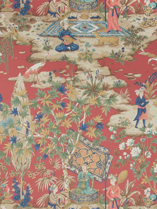 Lodi Garden wallpaper in red color - pattern number P8019101.19.0 - by Brunschwig and Fils in the  collection