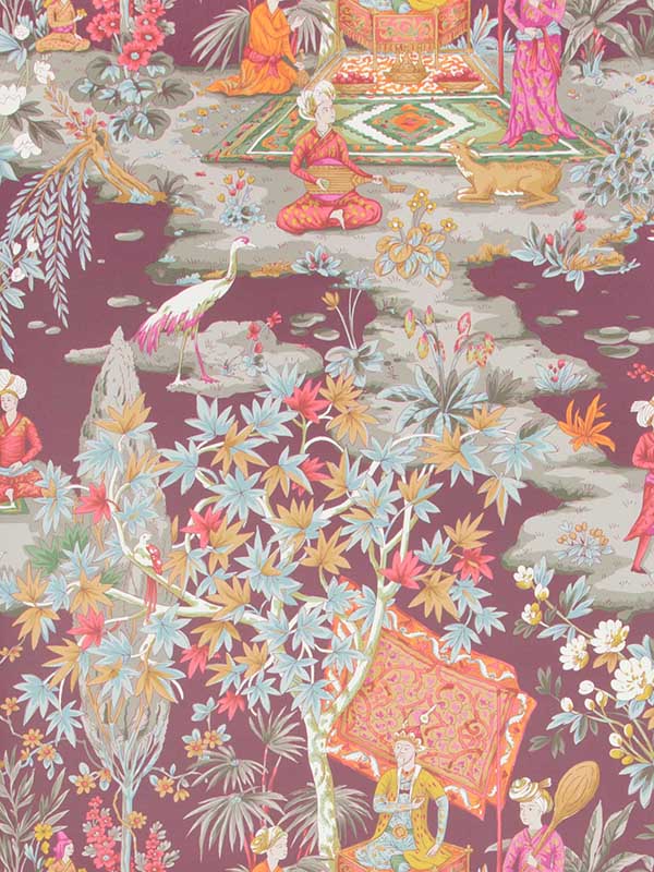 Lodi Garden wallpaper in plum color - pattern number P8019101.909.0 - by Brunschwig and Fils in the  collection