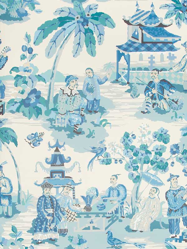 Xian wallpaper in porcelain color - pattern number P8019102.513.0 - by Brunschwig and Fils in the  collection