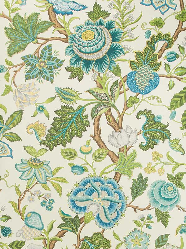 Nizam wallpaper in spring aqua color - pattern number P8019111.313.0 - by Brunschwig and Fils in the  collection
