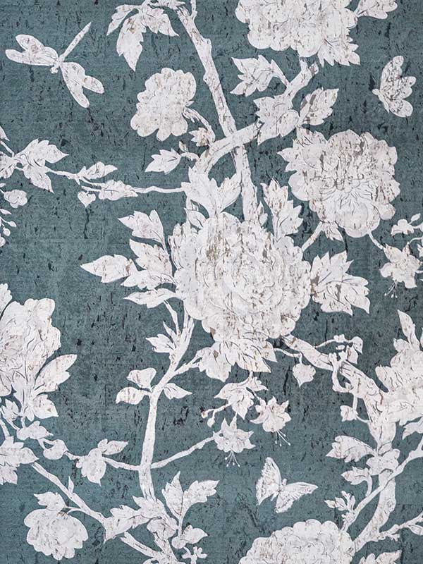 Les Pivoines wallpaper in teal color - pattern number P8020109.35.0 - by Brunschwig and Fils in the  collection