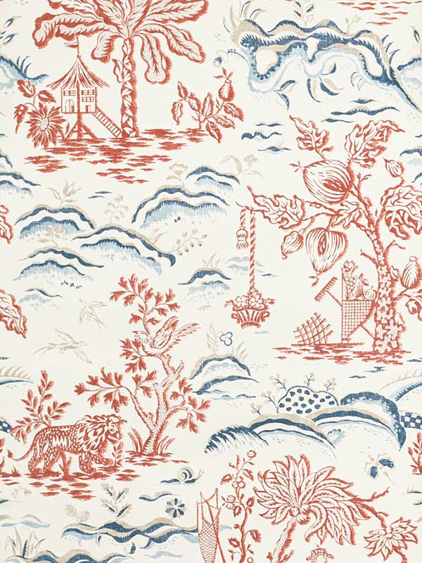 Valensole fabric in red blue color - pattern number P8022101.195.0 - by Brunschwig and Fils in the  collection