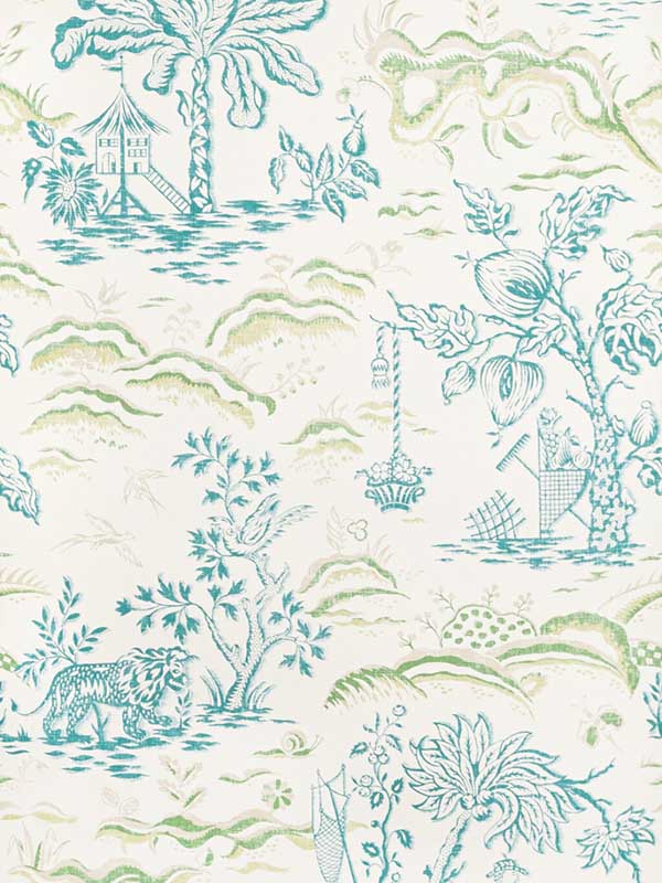 Valensole fabric in teal leaf color - pattern number P8022101.353.0 - by Brunschwig and Fils in the  collection