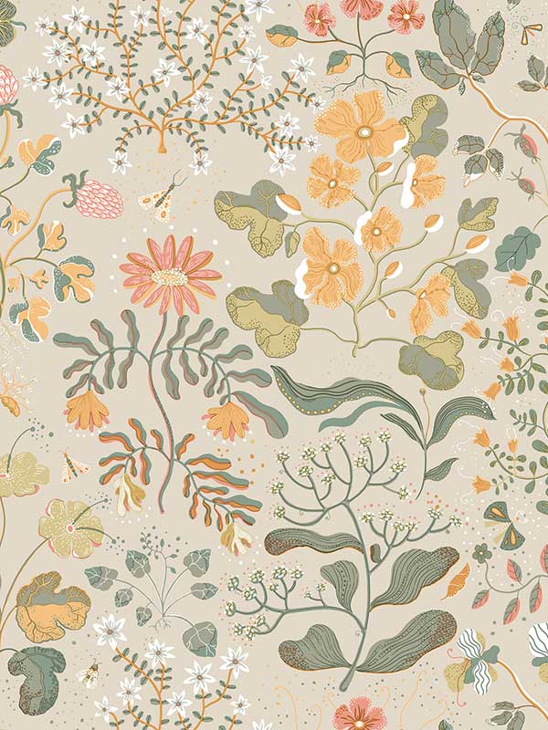 Groh Floral fabric in apricot color - pattern number 4143-22003 - by A Street Prints in the Botanica collection