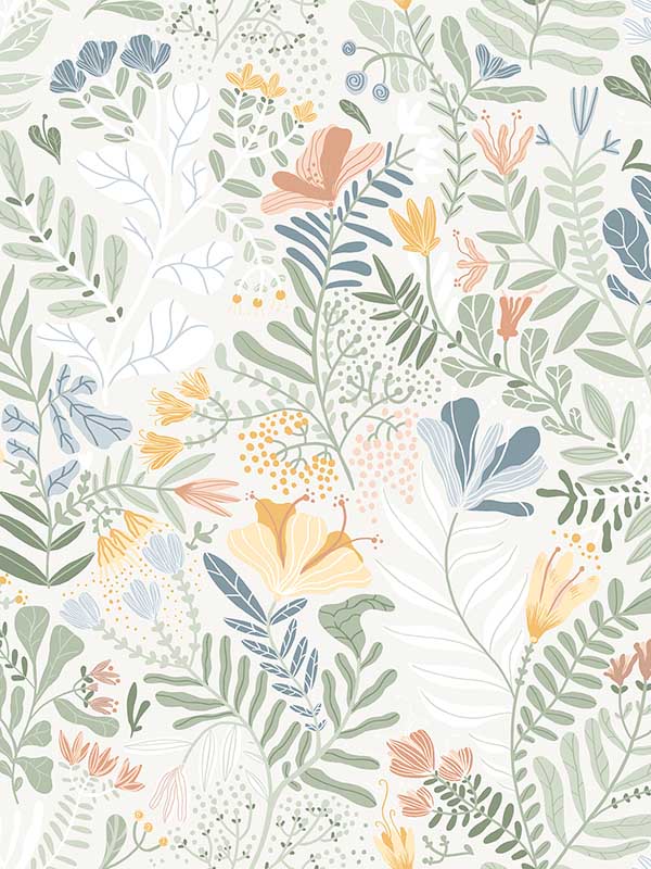 Brittsommar Woodland Floral fabric in seafoam color - pattern number 4143-22005 - by A Street Prints in the Botanica collection
