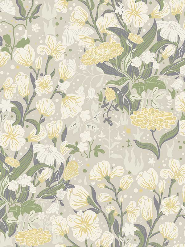 Hava Meadow Flowers fabric in yellow color - pattern number 4143-22012 - by A Street Prints in the Botanica collection