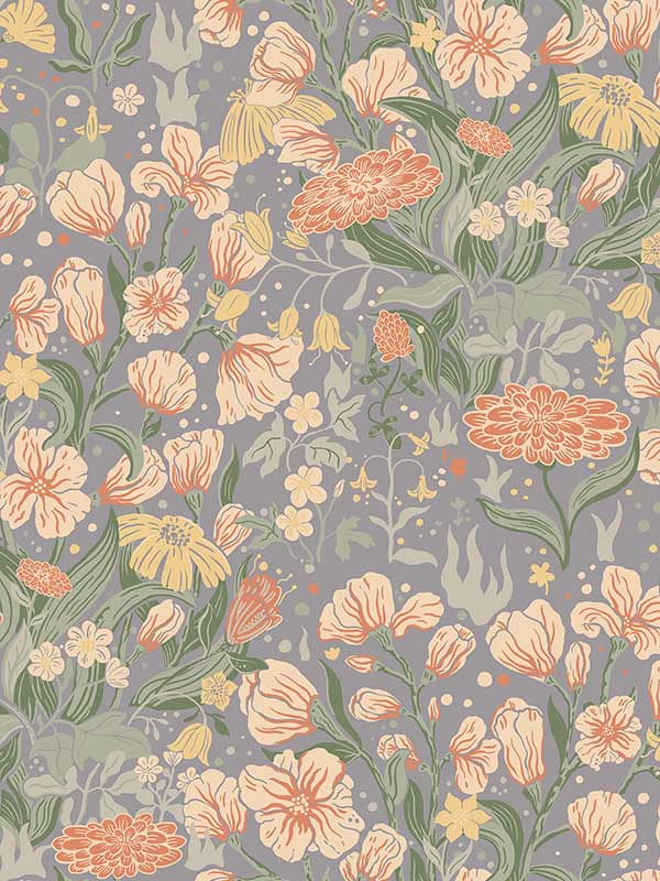 Hava Meadow Flowers fabric in coral color - pattern number 4143-22013 - by A Street Prints in the Botanica collection