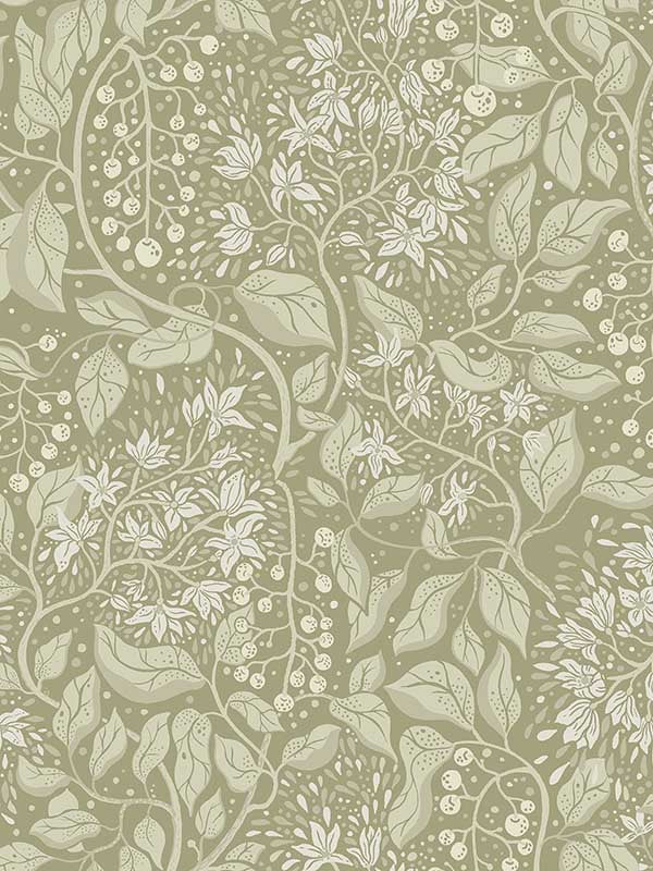 Turi Twining Vines fabric in moss color - pattern number 4143-22024 - by A Street Prints in the Botanica collection