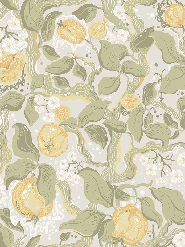 Kort Fruit and Floral fabric in sage color - pattern number 4143-22025 - by A Street Prints in the Botanica collection