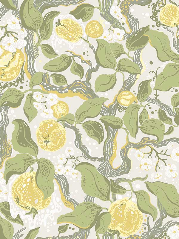 Kort Fruit and Floral fabric in yellow color - pattern number 4143-22027 - by A Street Prints in the Botanica collection