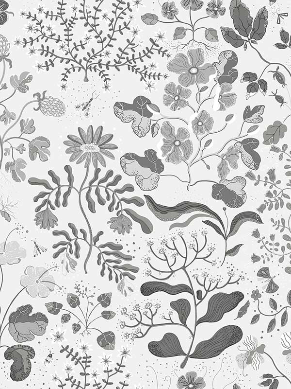 Groh Floral fabric in grey color - pattern number 4143-22029 - by A Street Prints in the Botanica collection