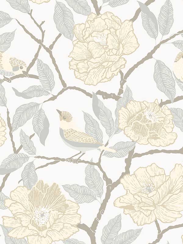Bernadina Rosebush wallpaper in light yellow color - pattern number 4143-34022 - by A Street Prints in the Botanica collection