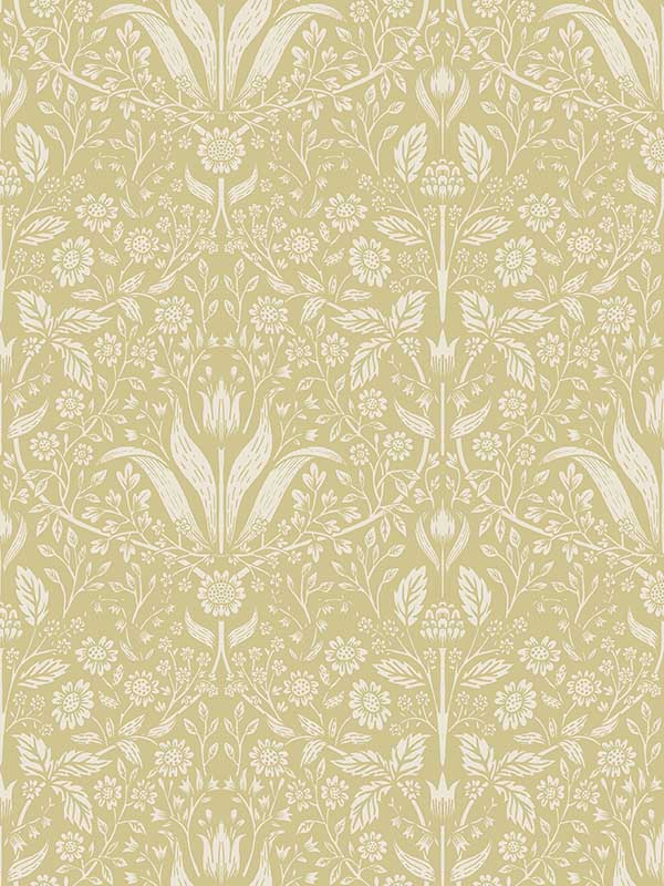 Mara Tulip Ogee fabric in yellow color - pattern number 4143-34038 - by A Street Prints in the Botanica collection