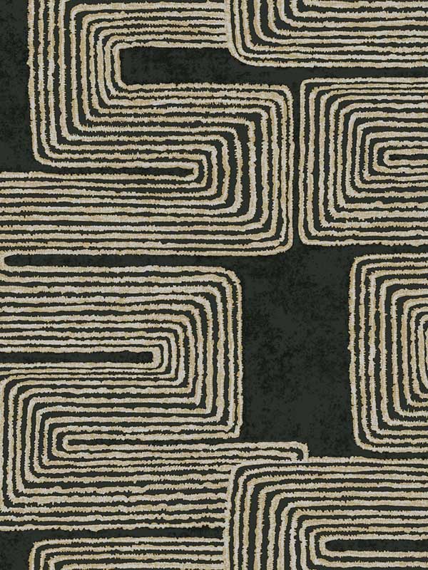 Zulu Thread fabric in black and gold color - pattern number AG2032 - by York in the Artistic Abstracts collection