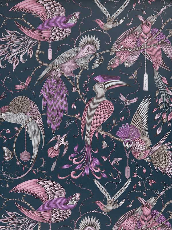 Audubon wallpaper in pink color - pattern number W0099/04.CAC.0 - by Clarke and Clarke in the Animalia by Emma J Shipley collection
