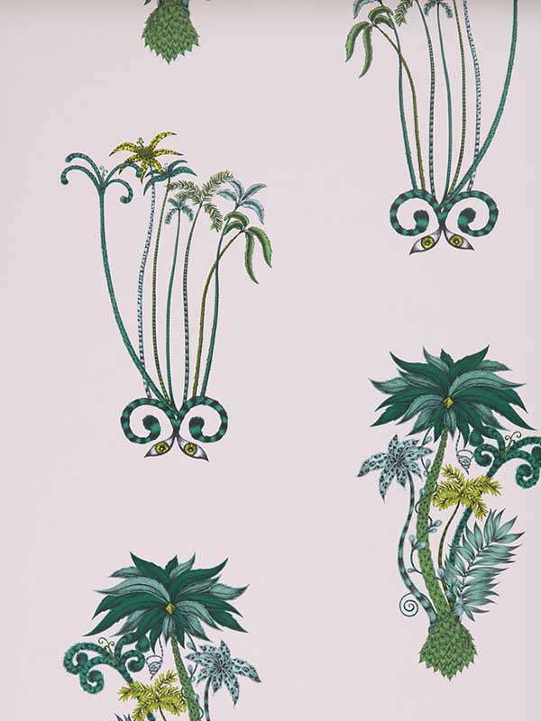 Jungle Palms wallpaper in pink color - pattern number W0101/04.CAC.0 - by Clarke and Clarke in the Animalia by Emma J Shipley collection