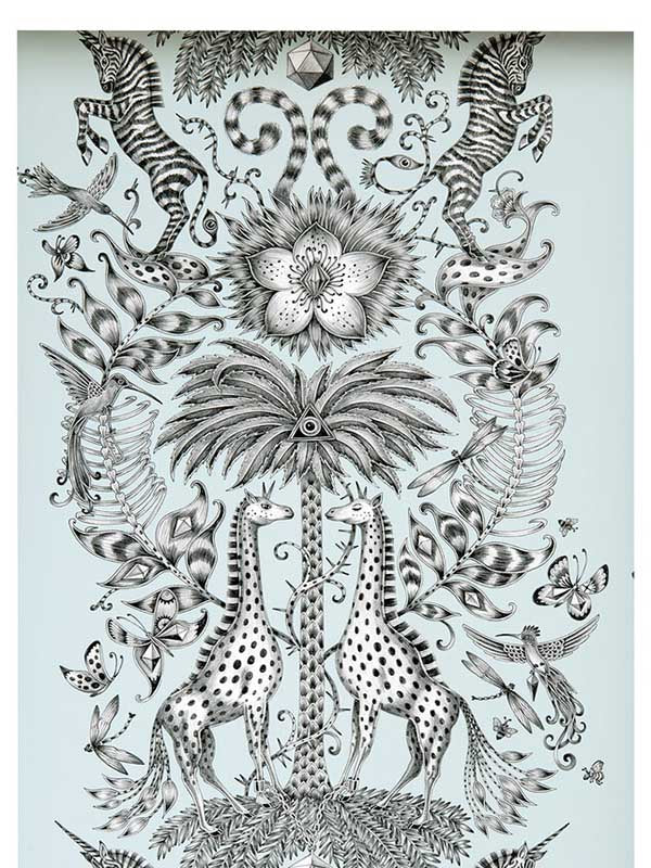 Kruger fabric in eggshell color - pattern number W0102/01.CAC.0 - by Clarke and Clarke in the Animalia by Emma J Shipley collection