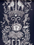 Kruger fabric in navy color - pattern number W0102/06.CAC.0 - by Clarke and Clarke in the Animalia by Emma J Shipley collection