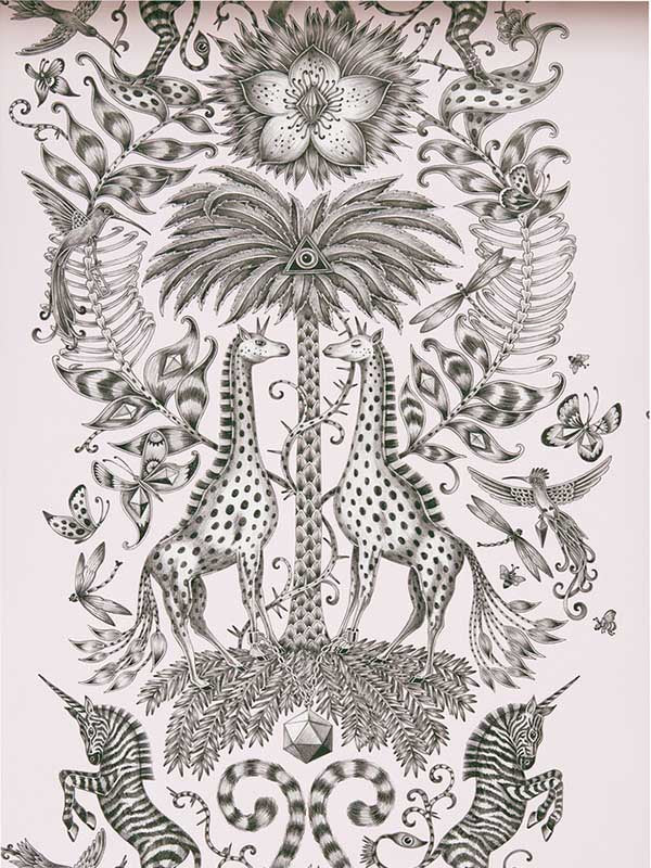 Kruger fabric in pink color - pattern number W0102/07.CAC.0 - by Clarke and Clarke in the Animalia by Emma J Shipley collection