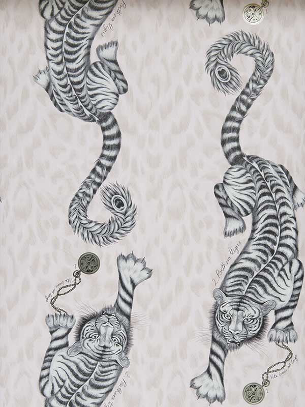 Tigris wallpaper in pink color - pattern number W0105/04.CAC.0 - by Clarke and Clarke in the Animalia by Emma J Shipley collection