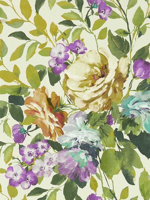 Bloom wallpaper in amethyst color - pattern number W0139/01.CAC.0 - by Clarke and Clarke in the Exotica 2 collection