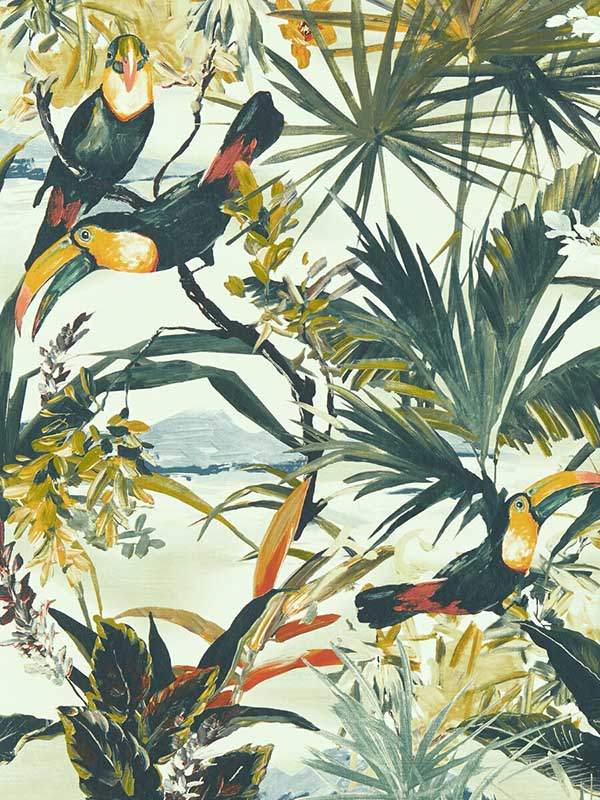 Toucan wallpaper in antique color - pattern number W0146/01.CAC.0 - by Clarke and Clarke in the Exotica 2 collection