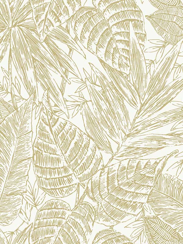 Brentwood Palm Leaves fabric in yellow color - pattern number 4034-72117 - by A Street Prints in the Scott Living Third Edition collection