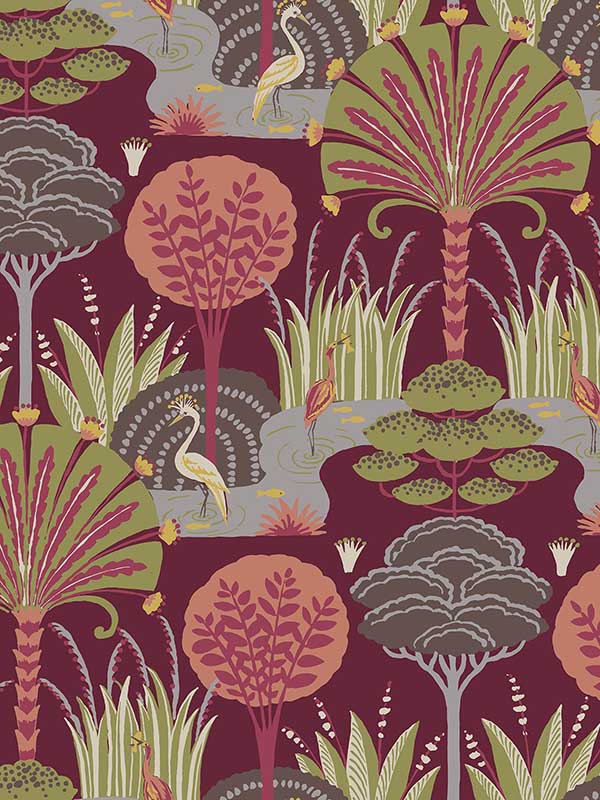 Mandeville Tropical Paradise wallpaper in raspberry color - pattern number 4034-72122 - by A Street Prints in the Scott Living Third Edition collection