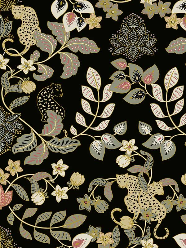 Getty Jungle Damask wallpaper in black color - pattern number 4034-72131 - by A Street Prints in the Scott Living Third Edition collection