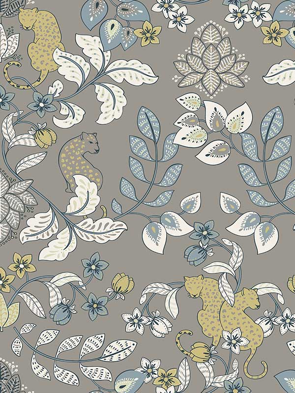 Getty Jungle Damask wallpaper in grey color - pattern number 4034-72134 - by A Street Prints in the Scott Living Third Edition collection