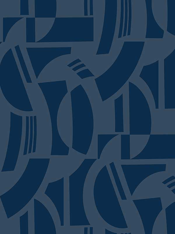 Carter Geometric Flock wallpaper in indigo color - pattern number 4034-87381 - by A Street Prints in the Scott Living Third Edition collection