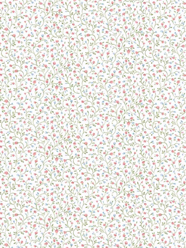 Rainbow Mini wallpaper in blue pink green color - pattern number PF38153 - by Patton Norwall in the Pretty Florals collection