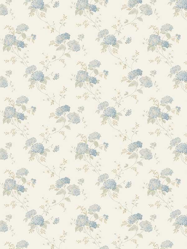 Mini Hydrangea fabric in trail cream blue beige color - pattern number PF38150 - by Patton Norwall in the Pretty Florals collection