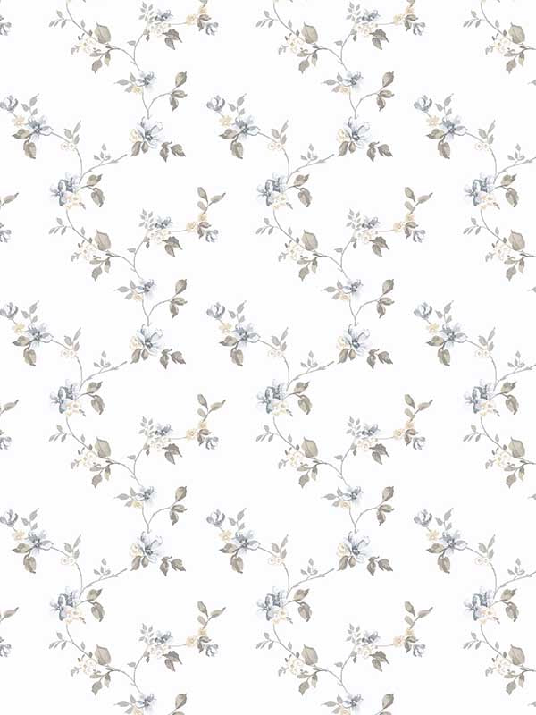 Mini Floral Trail fabric in blue beige grey color - pattern number PF38174 - by Patton Norwall in the Pretty Florals collection
