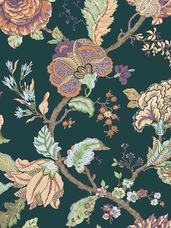 Lana Jacobean wallpaper in victorian jade color - pattern number PR12504 - by Seabrook in the Seabrook Prepasted Wallpaper Assortment collection