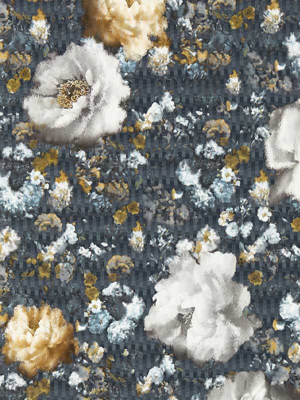 Camile wallpaper in midnight gold color - pattern number W0148/02.CAC.0 - by Clarke and Clarke in the Fusion Clarke and Clarke collection
