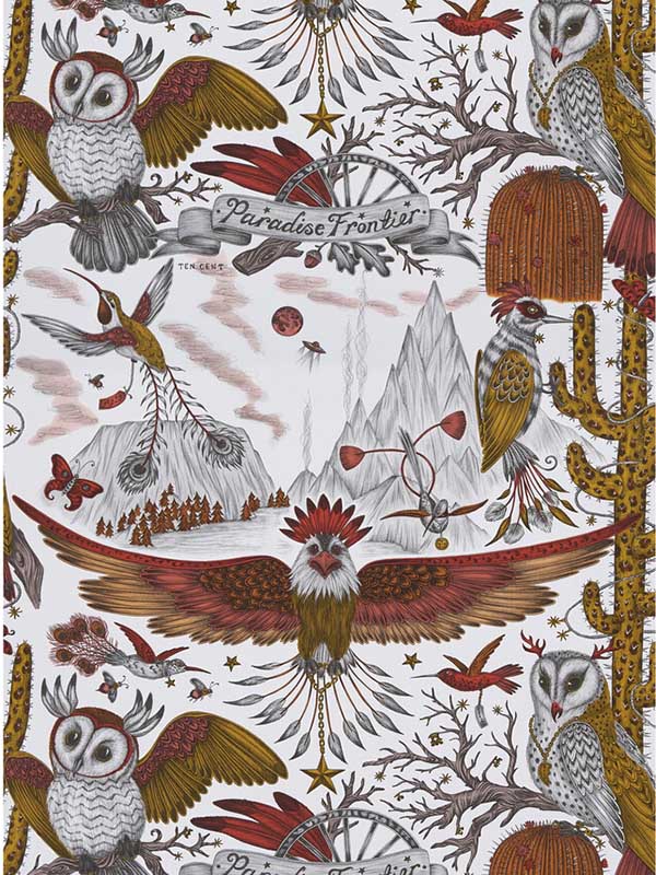 Frontier wallpaper in gold color - pattern number W0116/02.CAC.0 - by Clarke and Clarke in the Wilderie By Emma J Shipley collection
