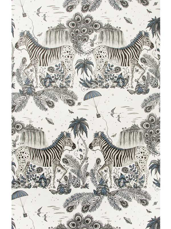 Lost World wallpaper in blue color - pattern number W0117/01.CAC.0 - by Clarke and Clarke in the Wilderie By Emma J Shipley collection