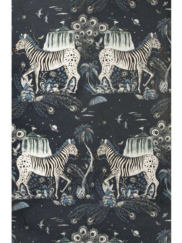 Lost World wallpaper in navy color - pattern number W0117/03.CAC.0 - by Clarke and Clarke in the Wilderie By Emma J Shipley collection