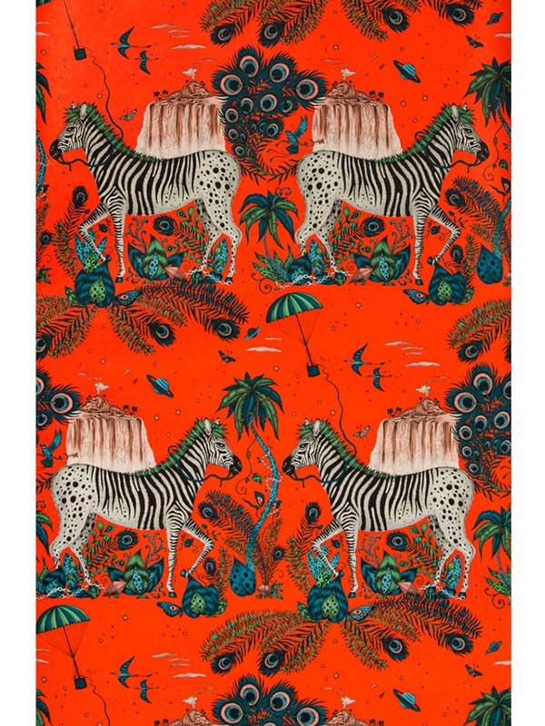 Lost World wallpaper in red color - pattern number W0117/05.CAC.0 - by Clarke and Clarke in the Wilderie By Emma J Shipley collection