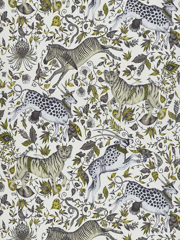 Protea wallpaper in gold color - pattern number W0119/04.CAC.0 - by Clarke and Clarke in the Wilderie By Emma J Shipley collection