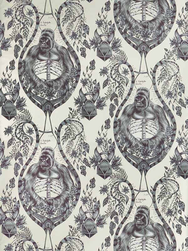 Silverback fabric in gold color - pattern number W0120/02.CAC.0 - by Clarke and Clarke in the Wilderie By Emma J Shipley collection