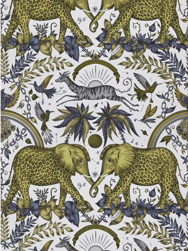 Zambezi fabric in gold color - pattern number W0121/02.CAC.0 - by Clarke and Clarke in the Wilderie By Emma J Shipley collection