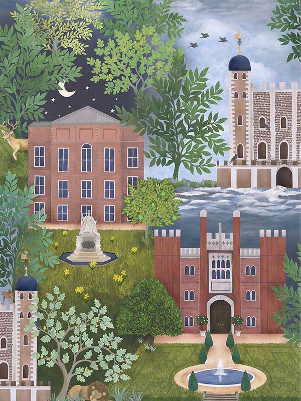 Palace Tales wallpaper in terracotta color - pattern number 118/1001.CS.0 - by Cole and Son in the Historic Royal Palaces Great Masters collection