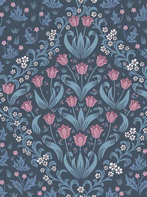 Tudor Garden wallpaper in fuschia color - pattern number 118/2004.CS.0 - by Cole and Son in the Historic Royal Palaces Great Masters collection