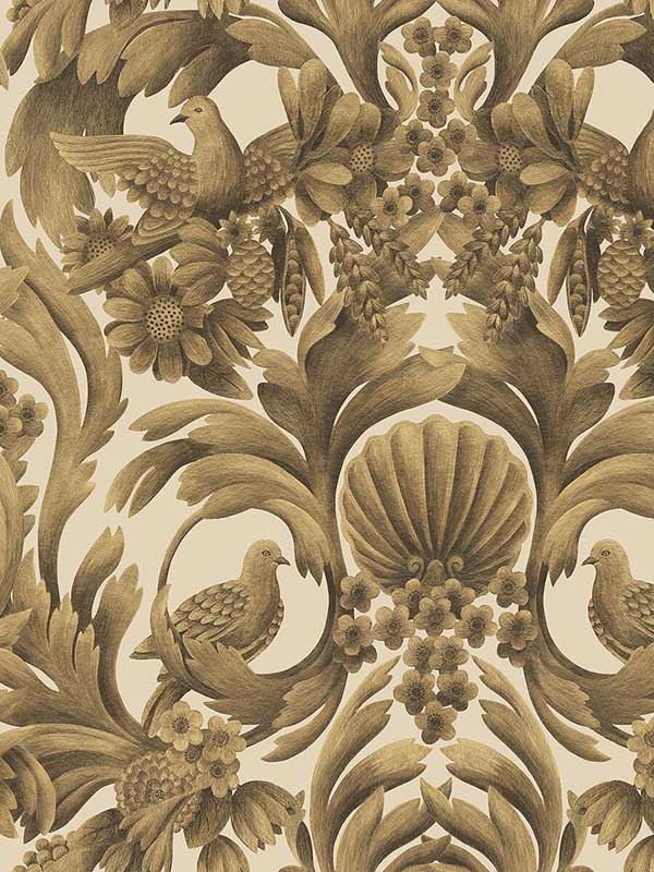 Gibbons Carving wallpaper in mgld sand color - pattern number 118/9019.CS.0 - by Cole and Son in the Historic Royal Palaces Great Masters collection